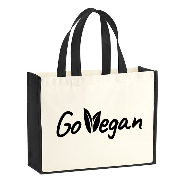 Jutetasche Go Vegan Blätter 21 Liter Black