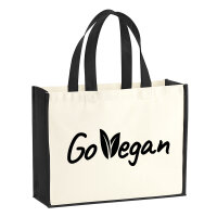 Jutetasche Go Vegan Blätter 21 Liter Black