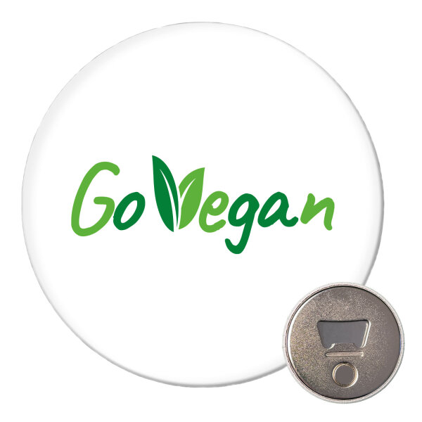 Magnet Go Vegan Blätter 59mm Kühlschrankmagnet Flaschenöffner
