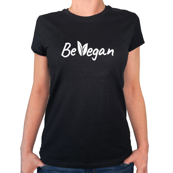 Damen T-Shirt Be Vegan Blätter Größe XS-XXL