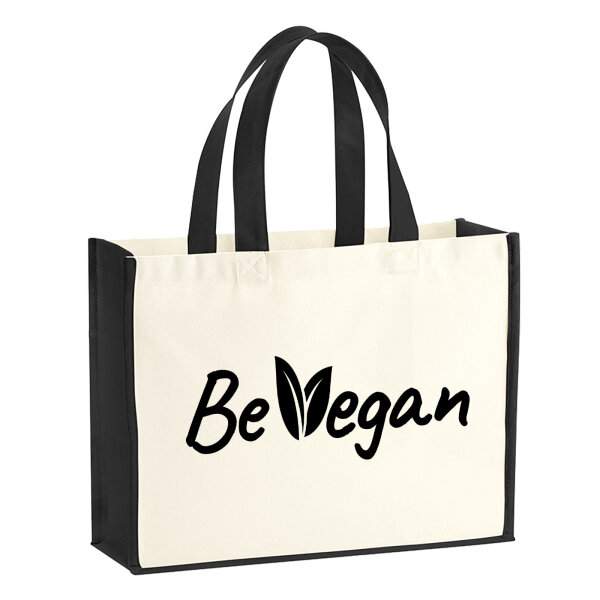 Jutetasche Be Vegan Blätter 21 Liter Black