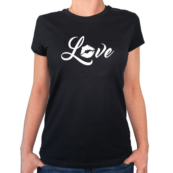 Damen T-Shirt Love Kuss Größe XS-XXL