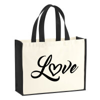 Jutetasche Love Herz Hearth 21 Liter Black