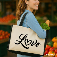 Jutetasche Love Herz Hearth 21 Liter Black
