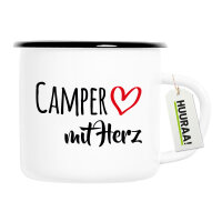 Emaille Tasse Camper mit Herz 300ml Vintage Emaille Becher