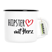 Emaille Tasse Hipster mit Herz 300ml Vintage Emaille Becher