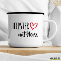Emaille Tasse Hipster mit Herz 300ml Vintage Emaille Becher