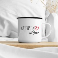 Emaille Tasse Aktivistin mit Herz Vintage 300ml