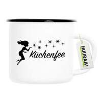 Emaille Tasse Küchenfee Sternenstaub 300ml Vintage Emaille Becher