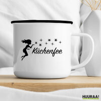 Emaille Tasse Küchenfee Sternenstaub 300ml Vintage Emaille Becher