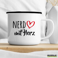 Emaille Tasse Nerd mit Herz 300ml Vintage Emaille Becher