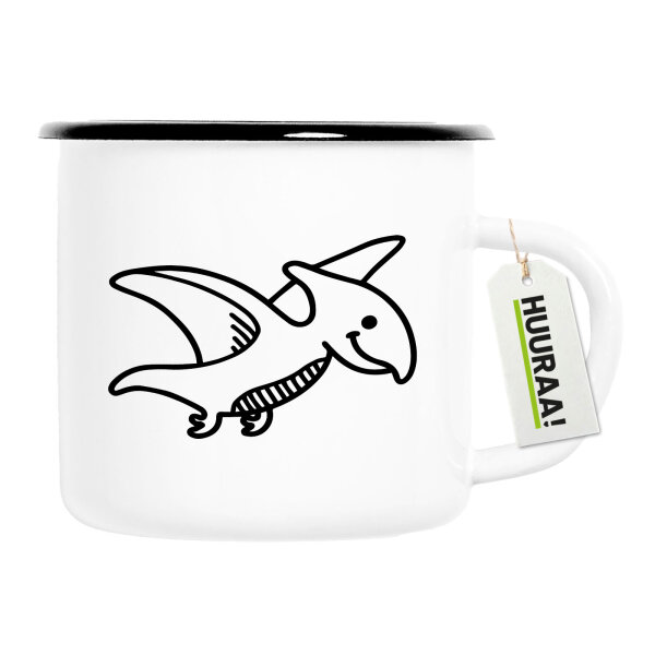 Emaille Tasse Pteranodon Dinosaurier 300ml Vintage Emaille Becher