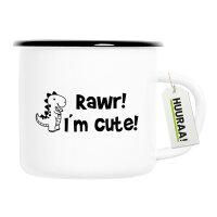 Emaille Tasse T-Rex I`m cute 300ml Vintage Emaille Becher