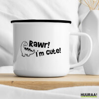 Emaille Tasse Brachiosaurus I`m cute 300ml Vintage Emaille Becher