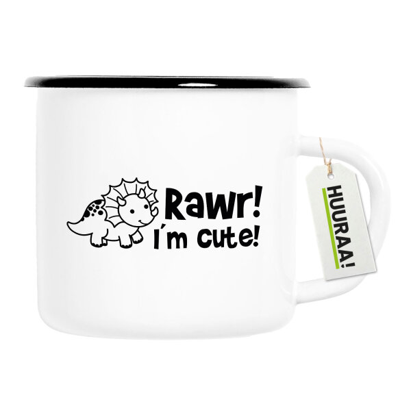 Emaille Tasse Triceratops I`m cute 300ml Vintage Emaille Becher