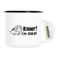 Emaille Tasse Triceratops I`m cute 300ml Vintage Emaille...