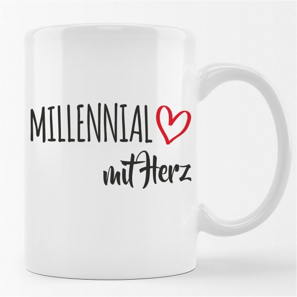 Kaffeetasse Millennial mit Herz Weiß 330ml