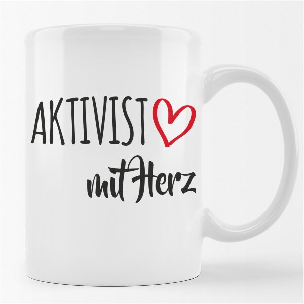 Kaffeetasse Aktivist mit Herz Weiß 330ml