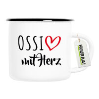 Emaille Tasse Ossi mit Herz 300ml Vintage Emaille Becher