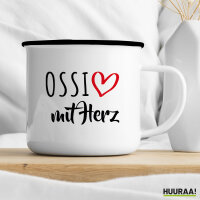 Emaille Tasse Ossi mit Herz 300ml Vintage Emaille Becher