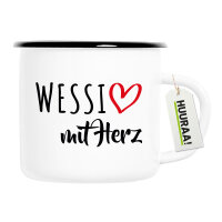 Emaille Tasse Wessi mit Herz 300ml Vintage Emaille Becher