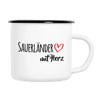 Emaille Tasse Sauerl&auml;nder mit Herz in...