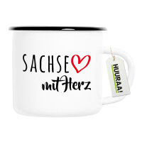 Emaille Tasse Sachse mit Herz 300ml Vintage Emaille Becher