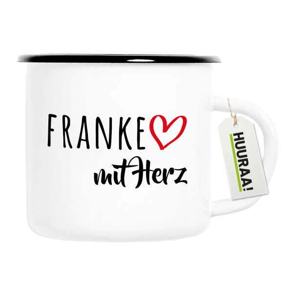 Emaille Tasse Franke mit Herz 300ml Vintage Emaille Becher