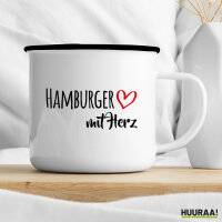 Emaille Tasse Hamburger mit Herz 300ml Vintage Emaille Becher