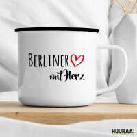 Emaille Tasse Berliner mit Herz 300ml Vintage Emaille Becher