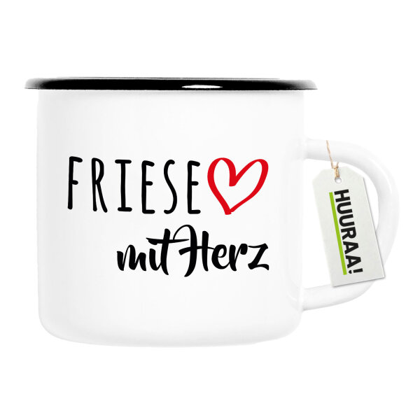 Emaille Tasse Friese mit Herz 300ml Vintage Emaille Becher