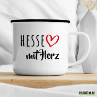 Emaille Tasse Hesse mit Herz 300ml Vintage Emaille Becher