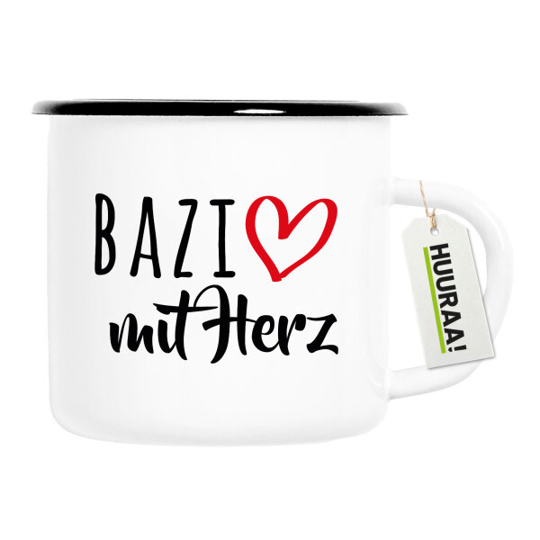Emaille Tasse Bazi mit Herz 300ml Vintage Emaille Becher