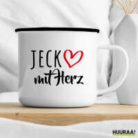 Emaille Tasse Jeck mit Herz 300ml Vintage Emaille Becher