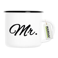 Emaille Tasse Mr. Schriftzug 300ml Vintage Emaille Becher