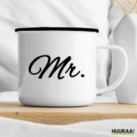 Emaille Tasse Mr. Schriftzug 300ml Vintage Emaille Becher