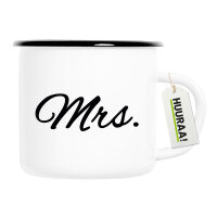Emaille Tasse Mrs. Schriftzug 300ml Vintage Emaille Becher
