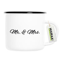Emaille Tasse Mr. & Mrs. Schriftzug 300ml Vintage...