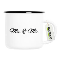 Emaille Tasse Mr. & Mr. Schriftzug 300ml Vintage...