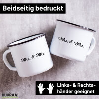 Emaille Tasse Mrs. & Mrs. Schriftzug 300ml Vintage...