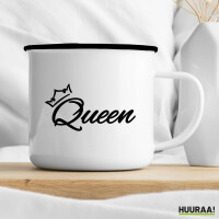 Emaille Tasse Queen Krone 300ml Vintage Emaille Becher
