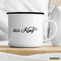 Emaille Tasse his King Krone 300ml Vintage Emaille Becher