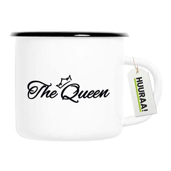 Emaille Tasse The Queen Krone 300ml Vintage Emaille Becher