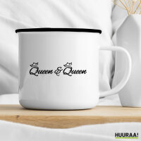 Emaille Tasse Queen & Queen Krone 300ml Vintage Emaille Becher