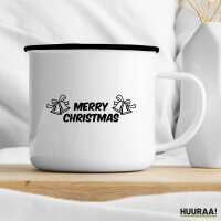 Emaille Tasse Merry Christmas Glocken 300ml Vintage Emaille Becher
