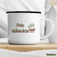 Emaille Tasse Frohe Weihnachten Weihnachtsmann 300ml Vintage Emaille Becher