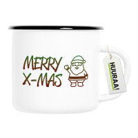 Emaille Tasse Merry X-Mas Weihnachtsmann 300ml Vintage...