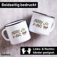 Emaille Tasse Merry X-Mas Weihnachtsmann 300ml Vintage...