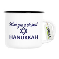 Emaille Tasse Wish blessed Hanukka Schriftzug 300ml...