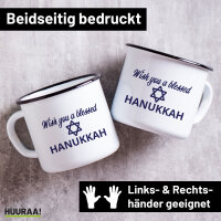 Emaille Tasse Wish blessed Hanukka Schriftzug 300ml...